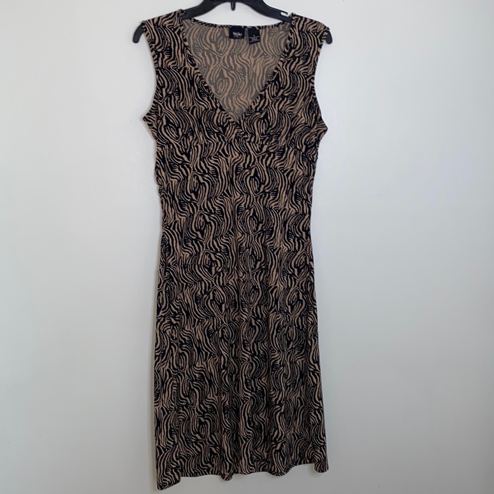Mossimo Black and Tan Zebra Print Midi Dress